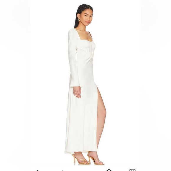NWT LPA Iris Corset Maxi Dress in Ivory rayon satin bustier Revolve M - Picture 2 of 8